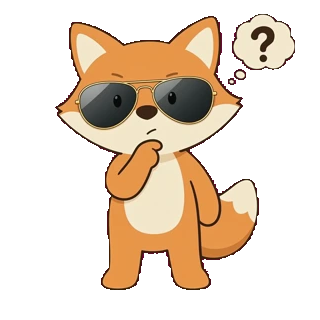 Stash the fox, wearing gold aviators, looking thoughtful